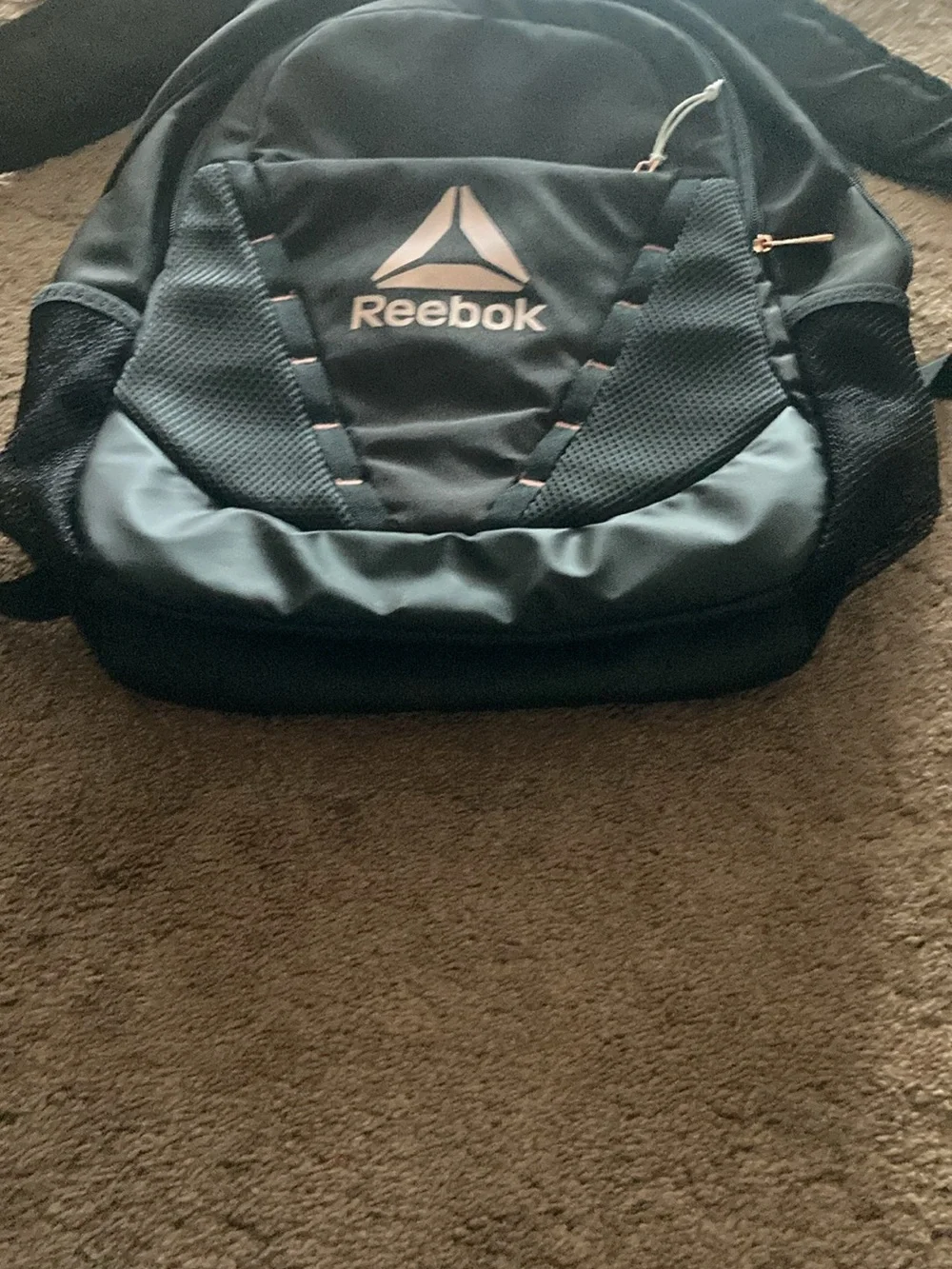 Reebok Black Backpack with Pink Logo and Trim